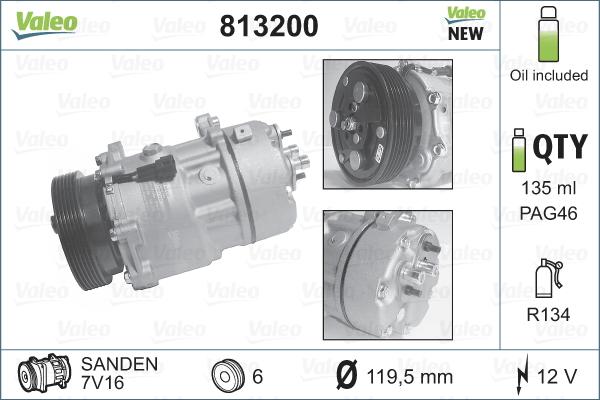 Valeo 813200 - Kompresor, klima-uređaj parts5.com