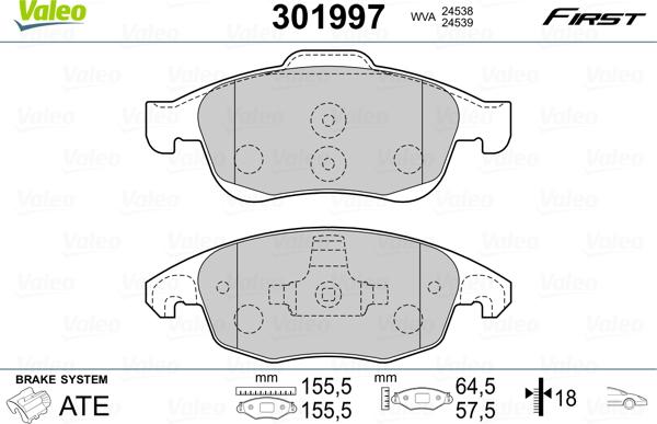 Valeo 301997 - Set placute frana,frana disc parts5.com