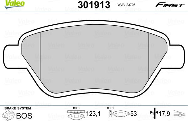 Valeo 301913 - Komplet kočnih obloga, disk kočnica parts5.com