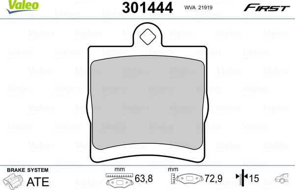 Valeo 301444 - Brake Pad Set, disc brake parts5.com