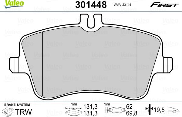 Valeo 301448 - Brake Pad Set, disc brake parts5.com