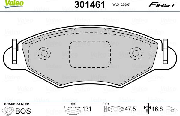 Valeo 301461 - Тормозные колодки, дисковые, комплект parts5.com