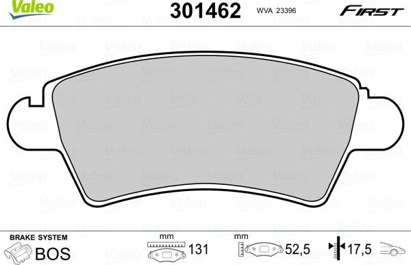 Valeo 301462 - Fren balata seti, diskli fren parts5.com