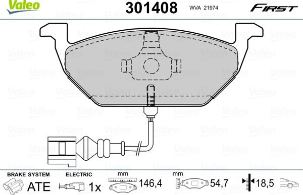 Valeo 301408 - Bremsbelagsatz, Scheibenbremse parts5.com