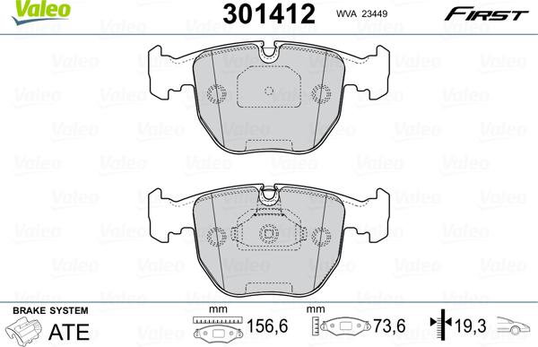 Valeo 301412 - Brake Pad Set, disc brake parts5.com