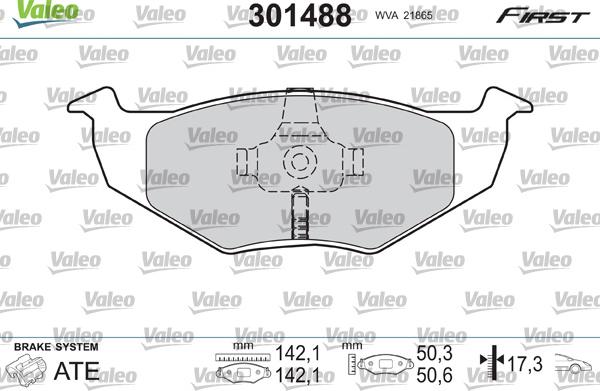 Valeo 301488 - Комплект спирачно феродо, дискови спирачки parts5.com