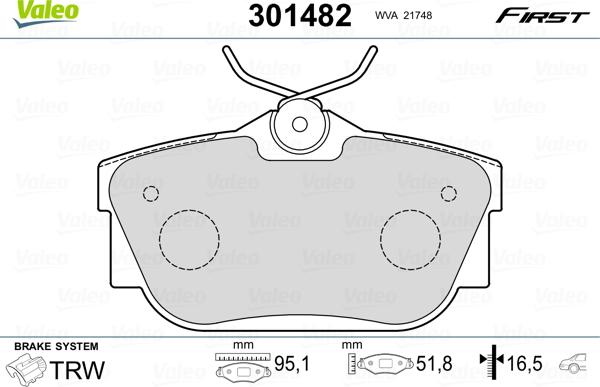 Valeo 301482 - Kit de plaquettes de frein, frein à disque parts5.com