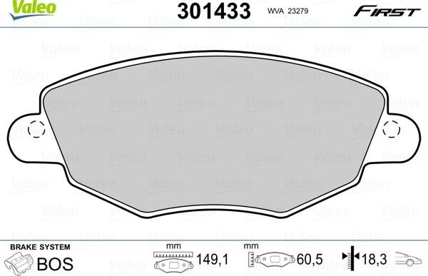 Valeo 301433 - Set placute frana,frana disc parts5.com