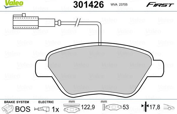 Valeo 301426 - Komplet kočnih obloga, disk kočnica parts5.com