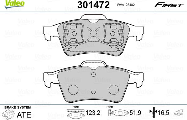 Valeo 301472 - Brake Pad Set, disc brake parts5.com