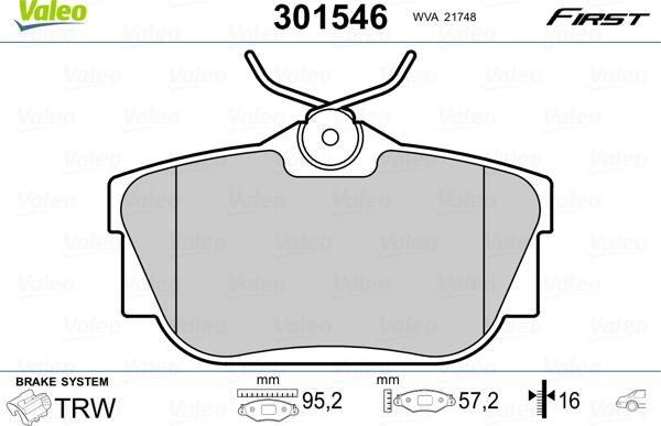 Valeo 301546 - Kit de plaquettes de frein, frein à disque parts5.com