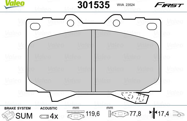 Valeo 301535 - Fékbetétkészlet, tárcsafék parts5.com