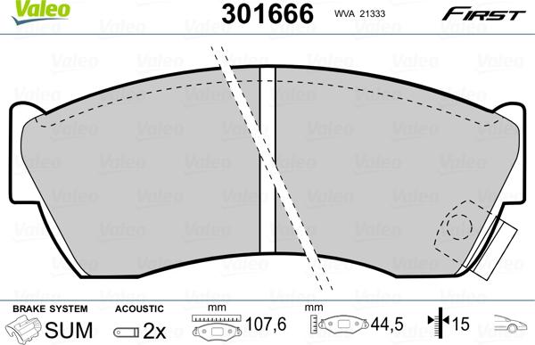 Valeo 301666 - Set placute frana,frana disc parts5.com