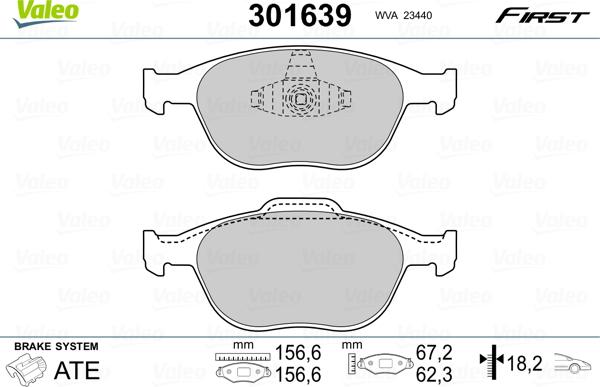 Valeo 301639 - Juego de pastillas de freno parts5.com