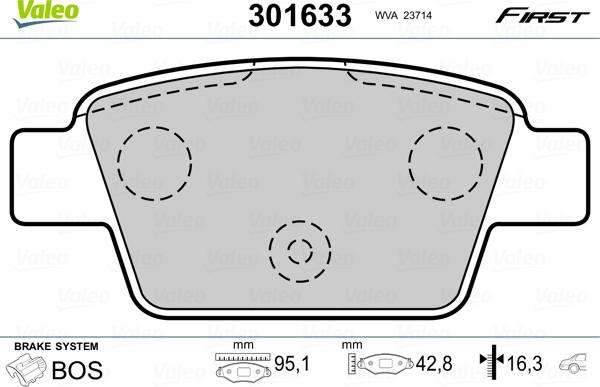 Valeo 301633 - Brake Pad Set, disc brake parts5.com