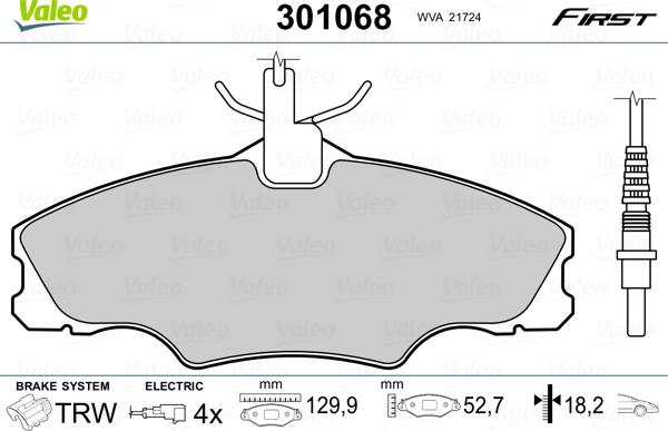 Valeo 301068 - Σετ τακάκια, δισκόφρενα parts5.com