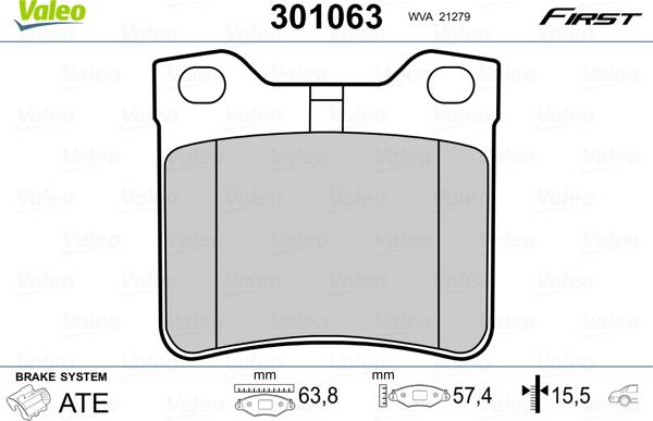 Valeo 301063 - Σετ τακάκια, δισκόφρενα parts5.com