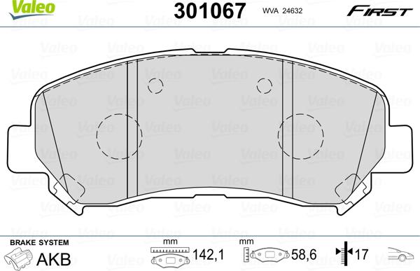 Valeo 301067 - Brake Pad Set, disc brake parts5.com