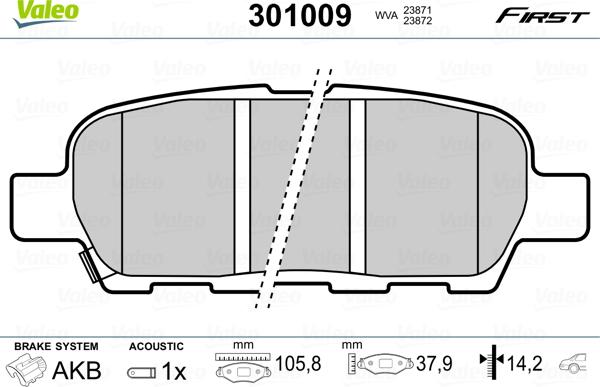 Valeo 301009 - Komplet kočnih obloga, disk kočnica parts5.com