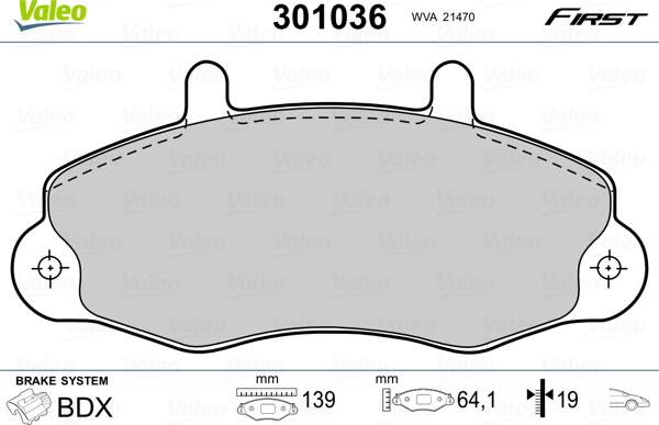 Valeo 301036 - Komplet pločica, disk-kočnica parts5.com