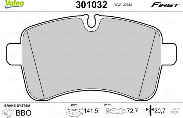 Valeo 301032 - Juego de pastillas de freno parts5.com