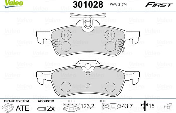 Valeo 301028 - Brake Pad Set, disc brake parts5.com