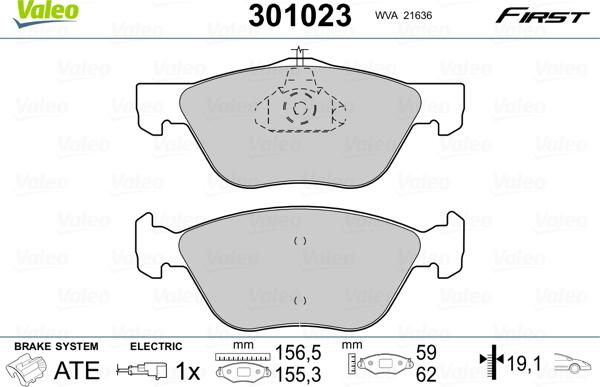 Valeo 301023 - Juego de pastillas de freno parts5.com