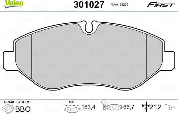 Valeo 301027 - Kit de plaquettes de frein, frein à disque parts5.com