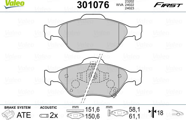 Valeo 301076 - Set placute frana,frana disc parts5.com