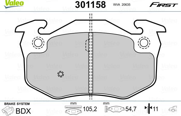 Valeo 301158 - Fékbetétkészlet, tárcsafék parts5.com