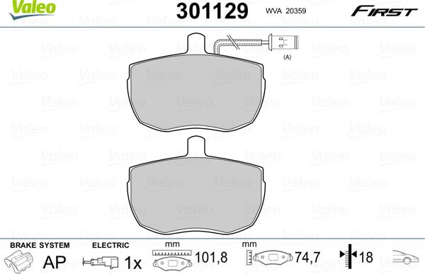 Valeo 301129 - Juego de pastillas de freno parts5.com