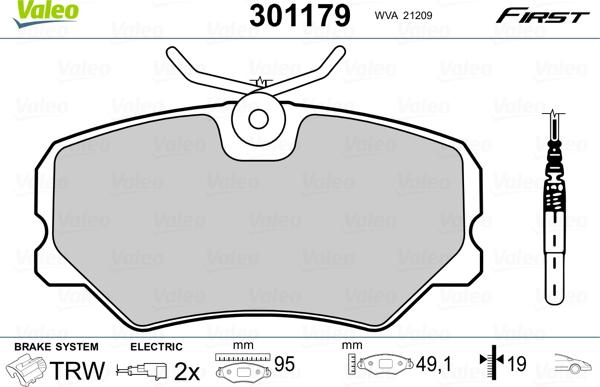 Valeo 301179 - Σετ τακάκια, δισκόφρενα parts5.com