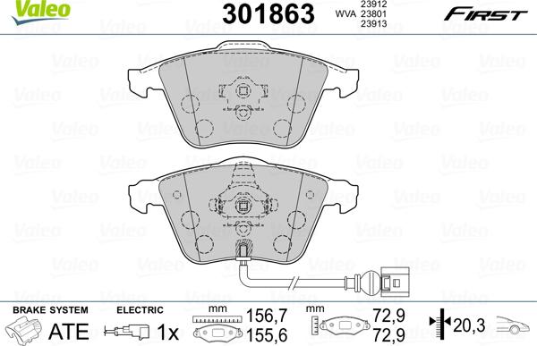 Valeo 301863 - Set placute frana,frana disc parts5.com