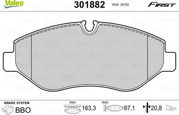 Valeo 301882 - Brake Pad Set, disc brake parts5.com