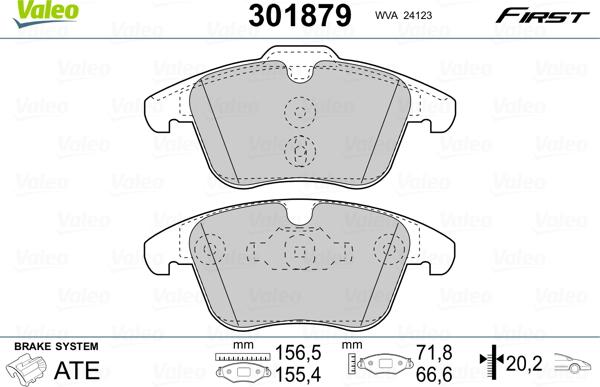 Valeo 301879 - Тормозные колодки, дисковые, комплект parts5.com