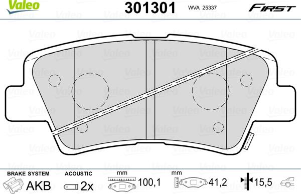 Valeo 301301 - Brake Pad Set, disc brake parts5.com