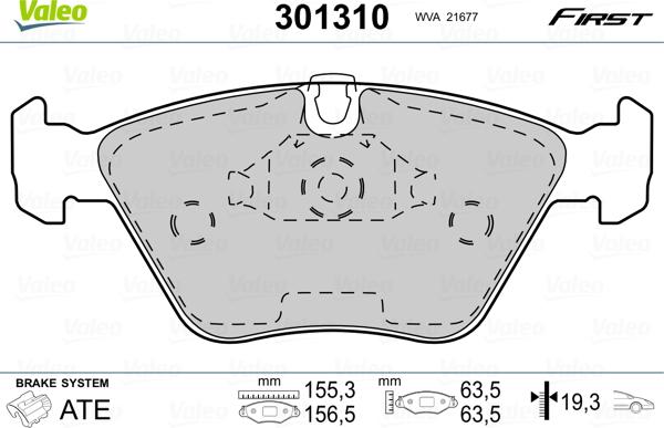 Valeo 301310 - Juego de pastillas de freno parts5.com