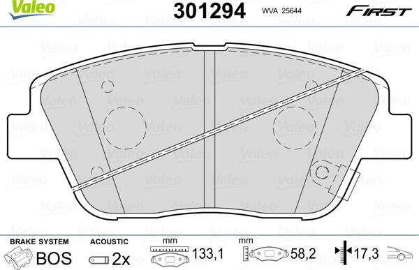 Valeo 301294 - Juego de pastillas de freno parts5.com