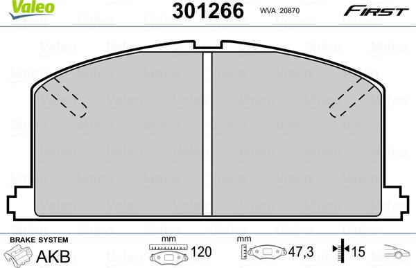 Valeo 301266 - Fékbetétkészlet, tárcsafék parts5.com