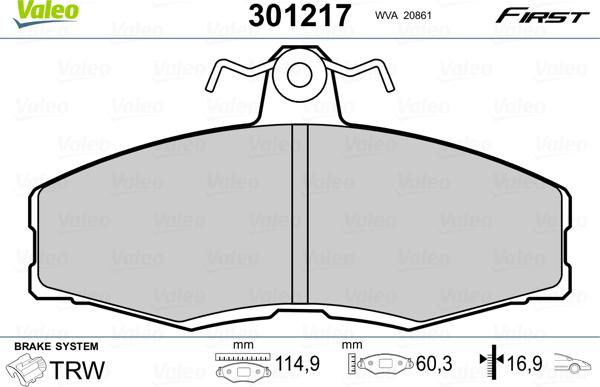 Valeo 301217 - Brake Pad Set, disc brake parts5.com