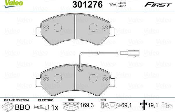 Valeo 301276 - Set placute frana,frana disc parts5.com