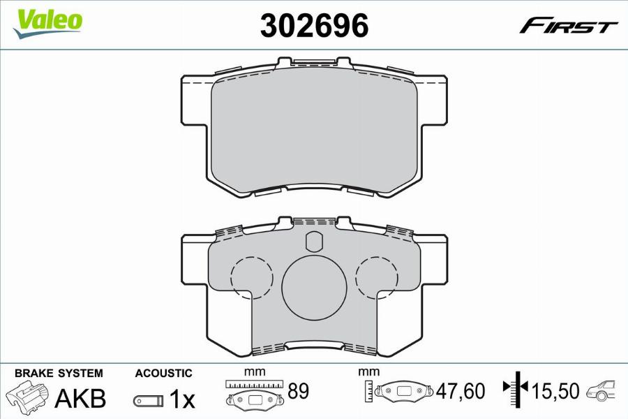 Valeo 302696 - Fékbetétkészlet, tárcsafék parts5.com