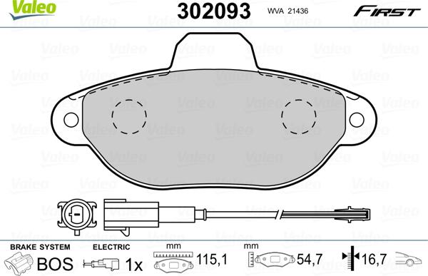 Valeo 302093 - Set placute frana,frana disc parts5.com