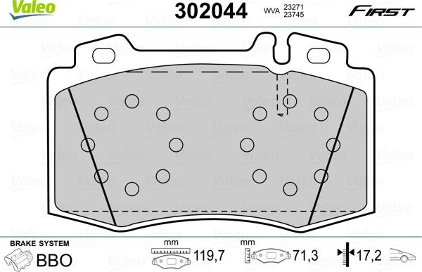 Valeo 302044 - Juego de pastillas de freno parts5.com