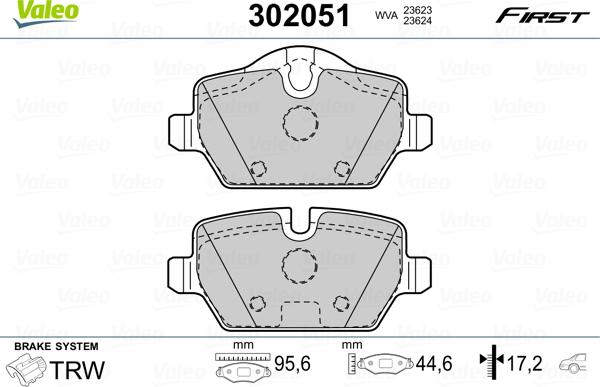 Valeo 302051 - Juego de pastillas de freno parts5.com