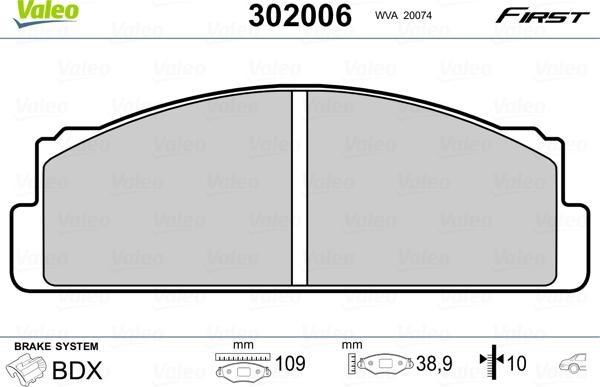 Valeo 302006 - Fren balata seti, diskli fren parts5.com