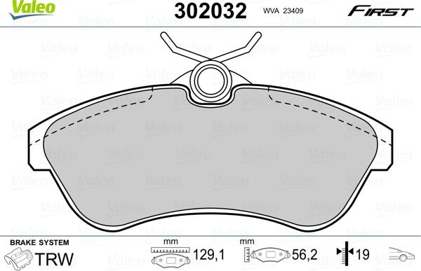 Valeo 302032 - Σετ τακάκια, δισκόφρενα parts5.com