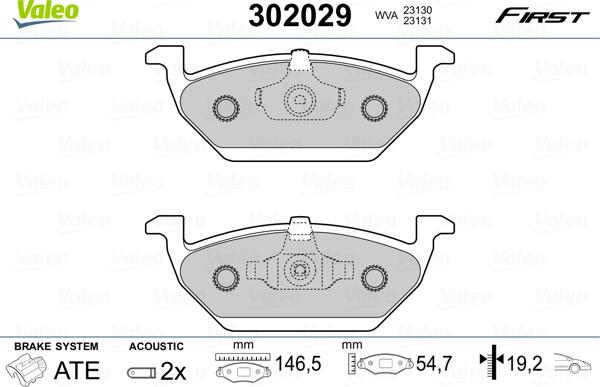 Valeo 302029 - Sada brzdových destiček, kotoučová brzda parts5.com