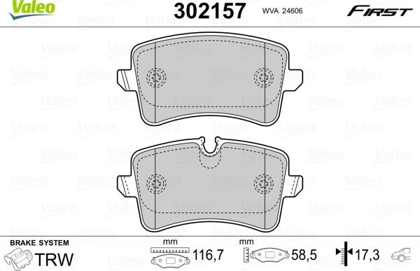 Valeo 302157 - Fren balata seti, diskli fren parts5.com