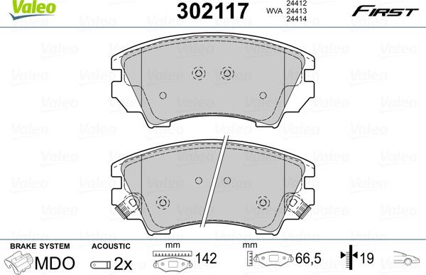 Valeo 302117 - Juego de pastillas de freno parts5.com